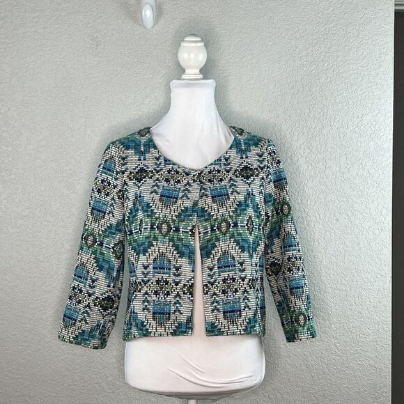 La Fee Maraboutee Size US M EU 38 Jacket 3/4 Sleeve Southwestern Woven Boxy - Picture 2 of 8